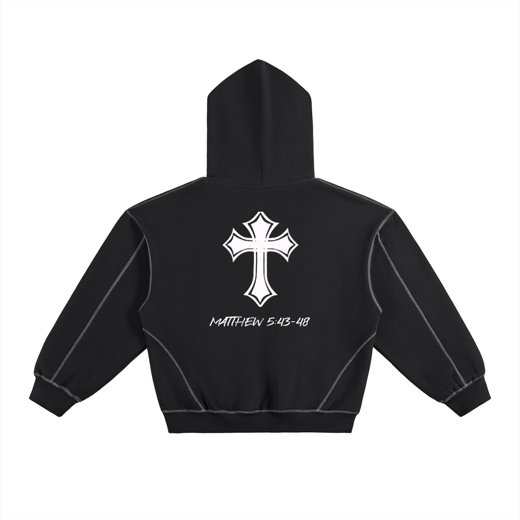 Stitched Boxy Peace Fleece Hoodie